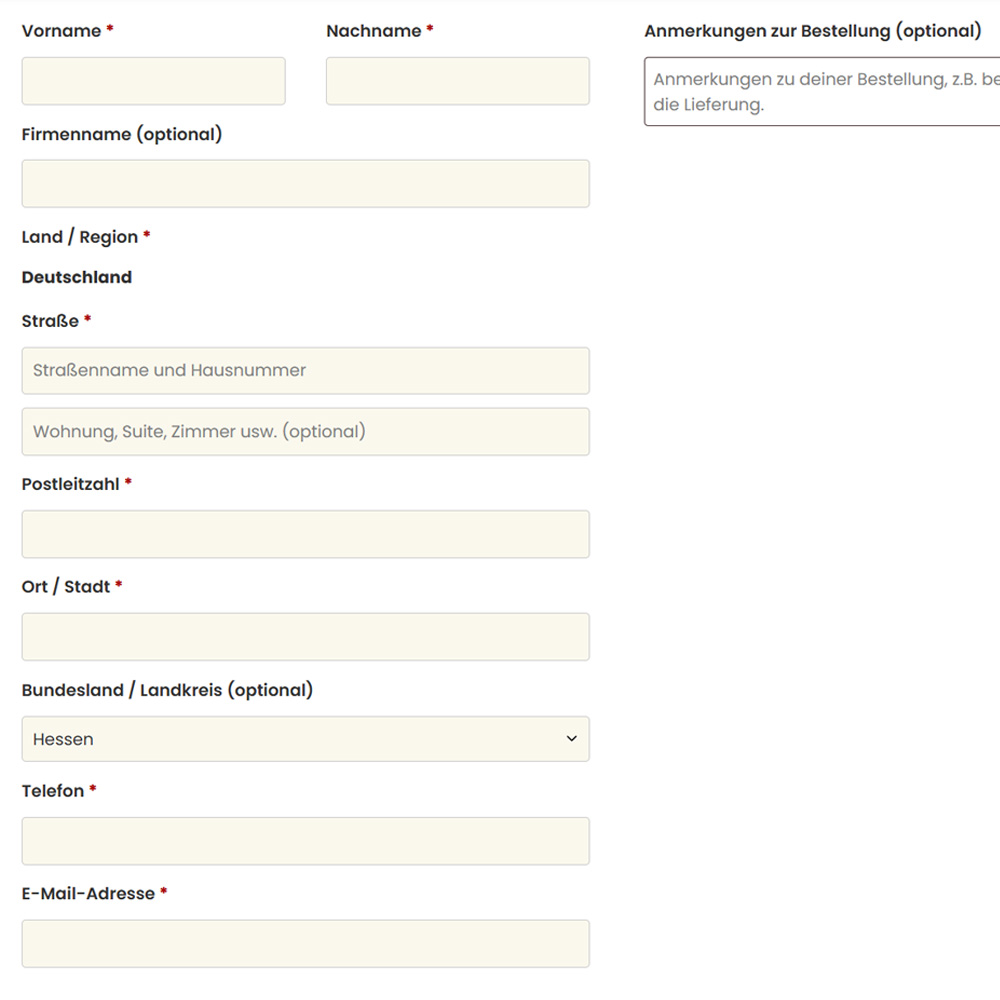 Registrierung Screenshot